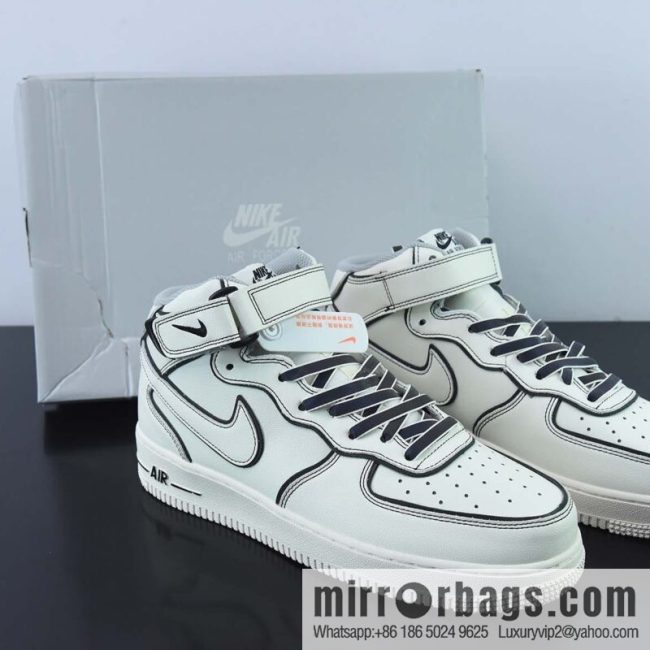 NK Air Force 1 \'07 Mid Laser Beige 3M Reflective Medium Help Casual Sports Board Shoes, Item Number: AQ2898-008