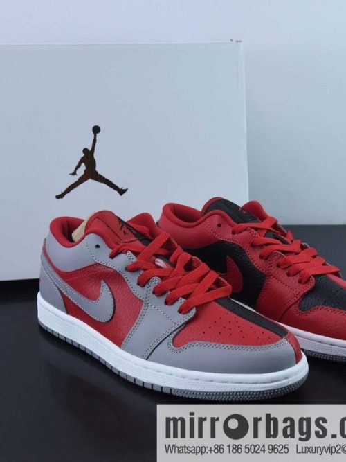 Air Jordan AJ1 Low Top Series, Red Grey Yin Yang Low Top Casual Board Shoes, Item Number: DR0502-600