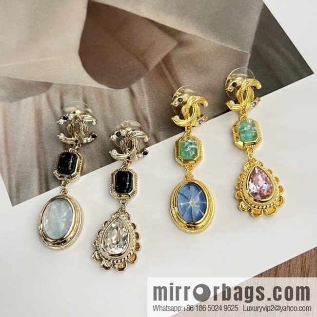 New ☑️ CHANEL Chanel c3 double c colored treasure stud earrings