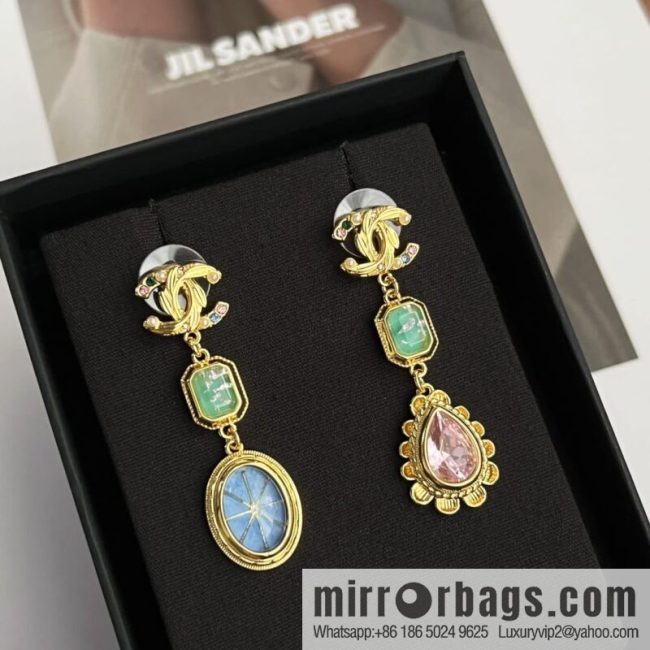 New ☑️ CHANEL Chanel c3 double c colored treasure stud earrings - Image 3