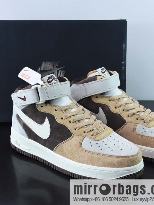Nike Air Force 1 MID \'07 Suede, coffee bean color scheme Air Force One mid-top casual board shoe item number: AL6896-556