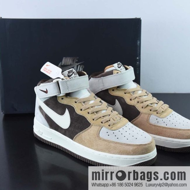Nike Air Force 1 MID \'07 Suede, coffee bean color scheme Air Force One mid-top casual board shoe item number: AL6896-556