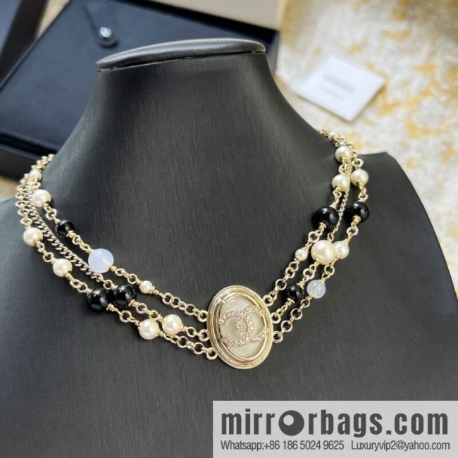 New ☑️ CHANEL Chanel Double C Oval Triple Pearl Necklace Necklace - Image 3
