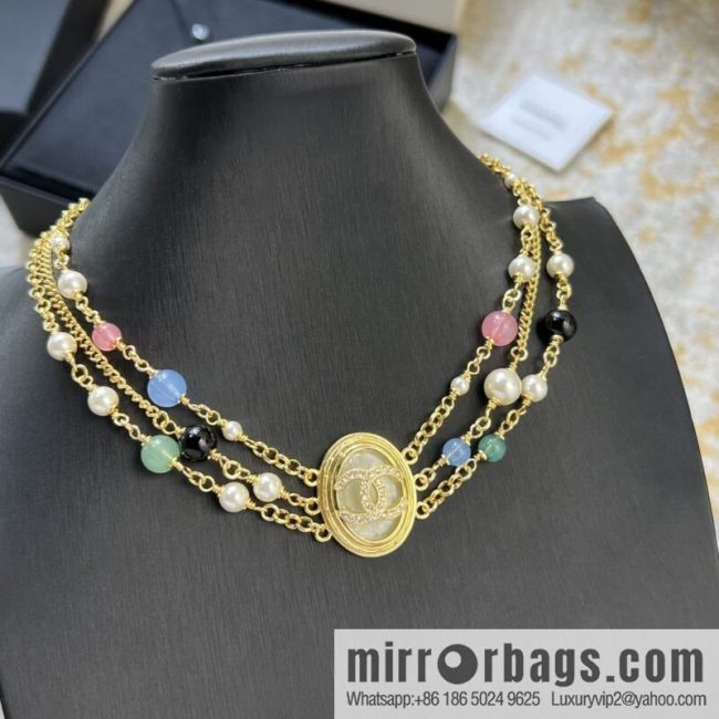 New ☑️ CHANEL Chanel Double C Oval Triple Pearl Necklace Necklace - Image 2