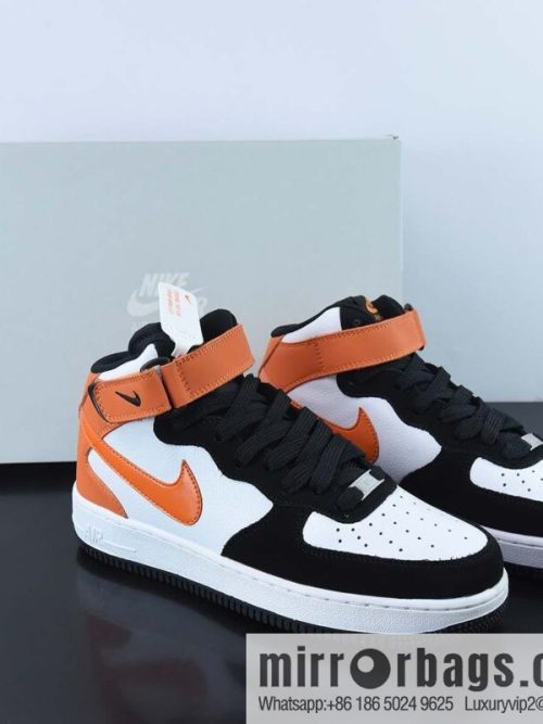 Nike Air Force 1 Mid \'07 black orange color scheme medium help air force one casual shoes, item number: UT1192-006