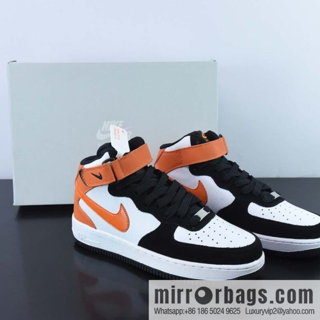Nike Air Force 1 Mid \'07 black orange color scheme medium help air force one casual shoes, item number: UT1192-006