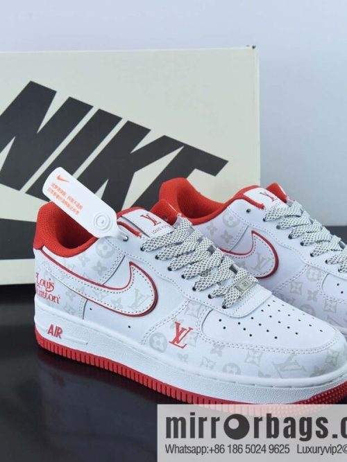 Louis Vuitton LV x NK Air Force 1 07 LV8 🥰 White/Dark Grey/LV Monogram \"Air Force One Old Flower White Red\" Low Top Casual Board Shoes DR9868-100
