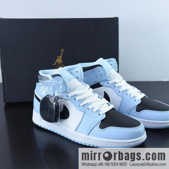 Air Jordan 1 Mid \"University Blue\" AJ1 Joe 1 Fresh Blue, Zhongbang Basketball Shoes 555112-401