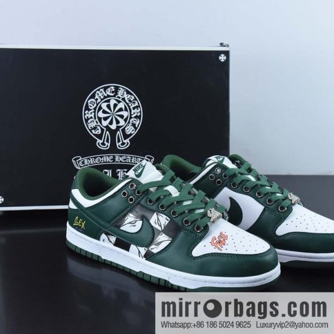 Nike SB Dunk Low white and green, graffiti low-top casual board shoes, item number: DD1391-101
