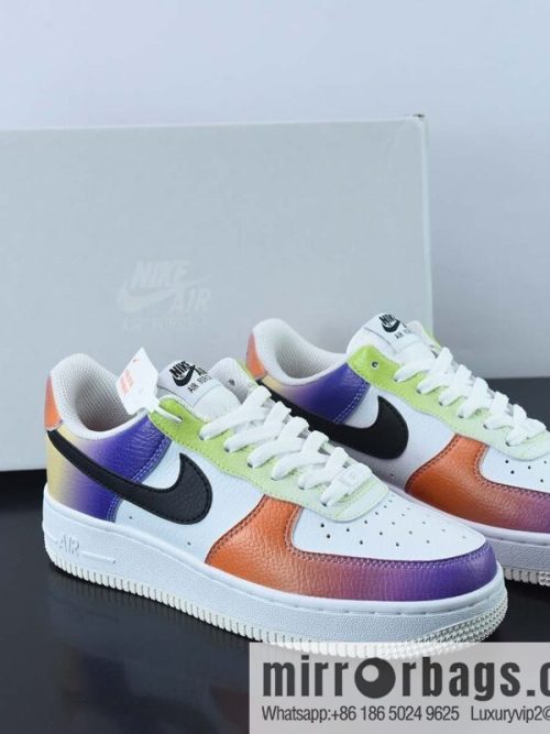 NK Air Force 1 \'07 Low \"White/Black-Bright Maroon\" Air Force One Classic Versatile Casual Sports Shoes \"leather (fabric) white and black gradual change tie-dye\" Item number: FD0801-100