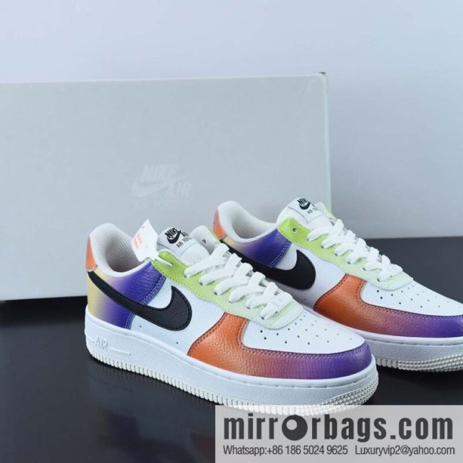 NK Air Force 1 \'07 Low \"White/Black-Bright Maroon\" Air Force One Classic Versatile Casual Sports Shoes \"leather (fabric) white and black gradual change tie-dye\" Item number: FD0801-100