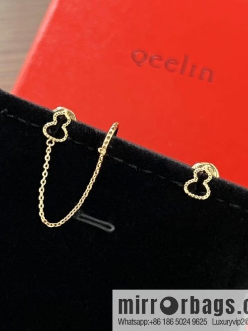 Qeelin 18 series rose gold gourd earclip earrings