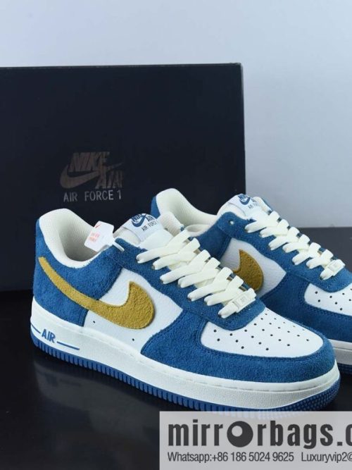 Nike Air Force 1 Low 07 suede blue and yellow low-top casual board shoes, official item number: BQ8988 103K