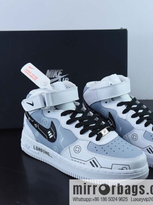 Nike Air Force 1 MID \'07 black and white gray Air Force One mid-top casual shoes, item number: CW2288-115