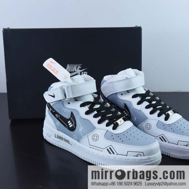 Nike Air Force 1 MID \'07 black and white gray Air Force One mid-top casual shoes, item number: CW2288-115