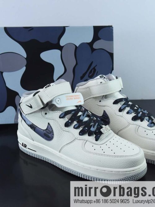Bape × Nike Air Force 1 Mid \"Black camouflage color scheme\" Air Force One mid-top casual sneakers, size: 36-45 Item number: AP3696-023