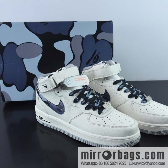 Bape × Nike Air Force 1 Mid \"Black camouflage color scheme\" Air Force One mid-top casual sneakers, size: 36-45 Item number: AP3696-023