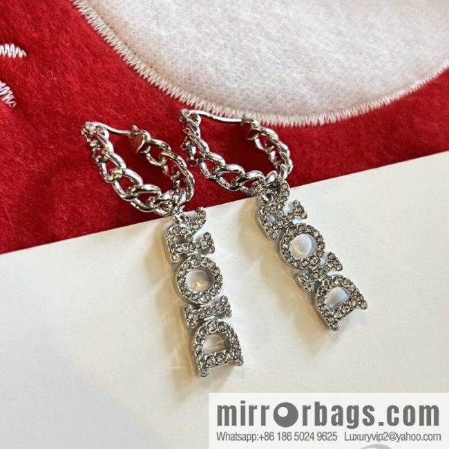 DIOR Dior silver dior letter stud earrings