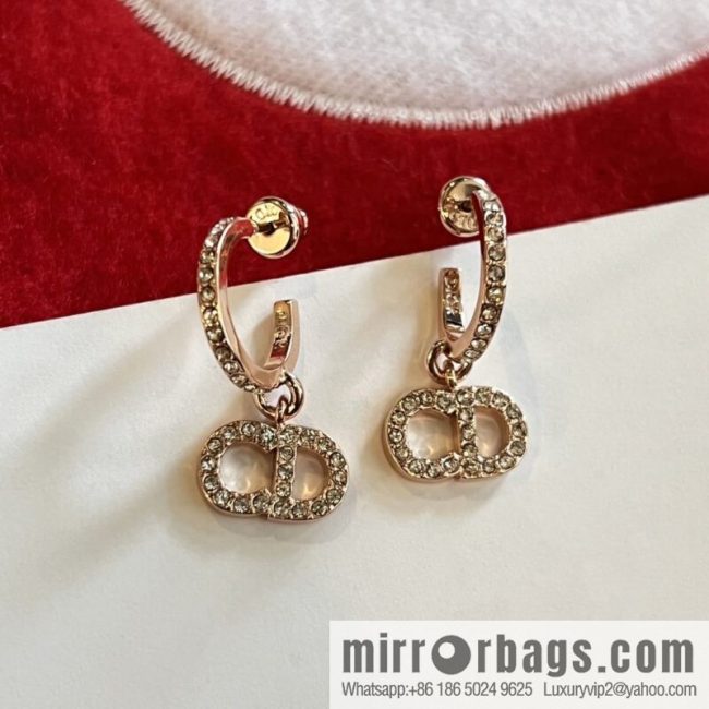 Dior rose gold CD stud earrings