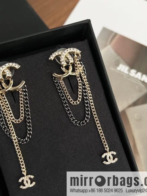 New ☑️ CHANEL Chanel double c fringed stud earrings