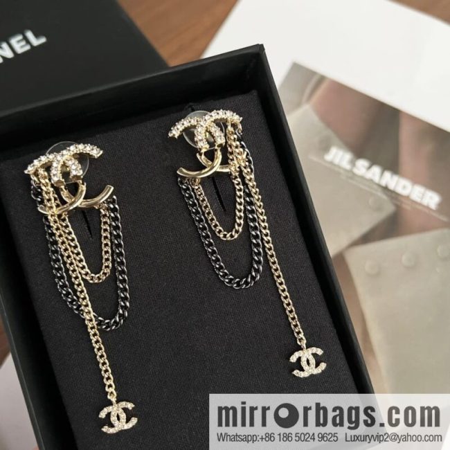 New ☑️ CHANEL Chanel double c fringed stud earrings