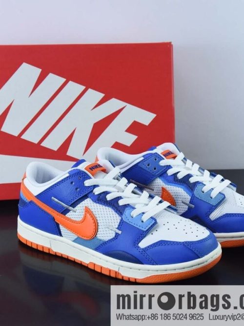 Nike SB Dunk Scrap Low \"Knicks\" Slam Dunk Series Low Top Classic Versatile Casual Sports Shoes \"patchwork Blue Orange White\" DM0128-100