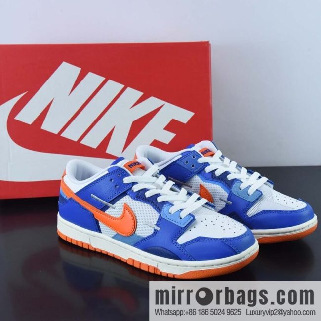Nike SB Dunk Scrap Low \"Knicks\" Slam Dunk Series Low Top Classic Versatile Casual Sports Shoes \"patchwork Blue Orange White\" DM0128-100
