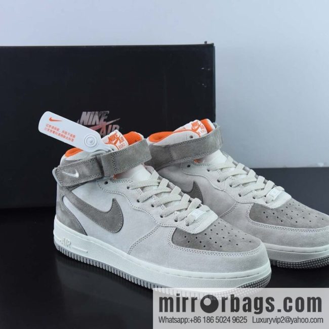 Nike Air Force 1 \'Mid 07 gray orange suede, Air Force One medium help casual board shoes, imported suede item number: CQ5059-105