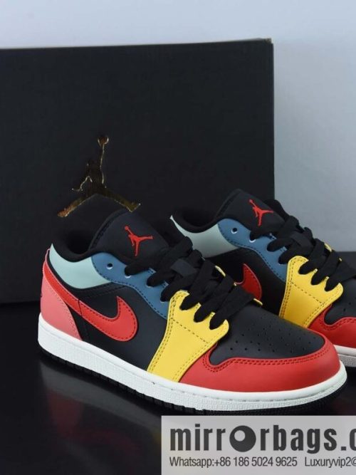 NIKE AIR JORDAN 1 LOW Nike winter new, color matching, black, yellow and red low-top casual board shoes, item number: DN3739-060
