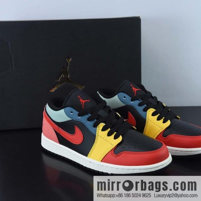 NIKE AIR JORDAN 1 LOW Nike winter new, color matching, black, yellow and red low-top casual board shoes, item number: DN3739-060
