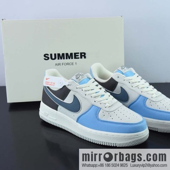 NIke Air Force 1 \'07 Light Blue Cloth Air Force One Low Top Casual Shoes Item Number: DG2296-024