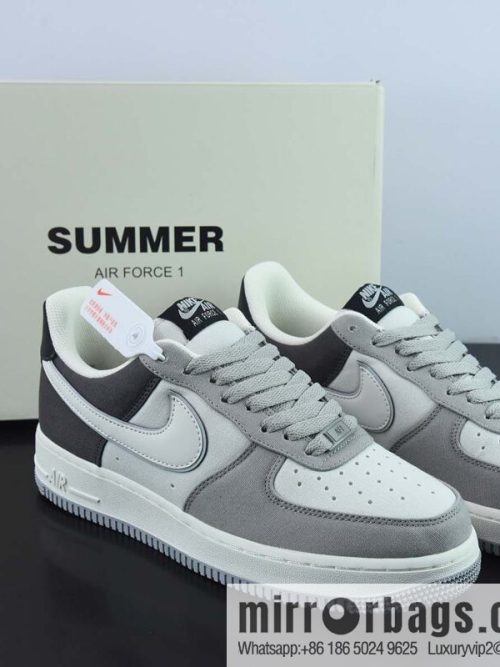 NIke Air Force 1 \'07 light gray black cloth surface Air Force No. 1 low-top casual board shoes, item number: DG2296-023