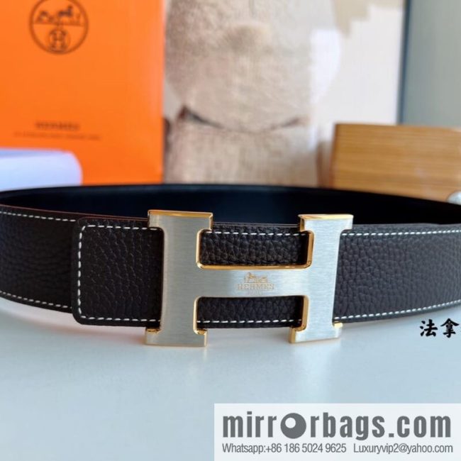 HERMES/Hermès H buckle horse drawn carriage logo men\'s 38mm waist belt - Image 4