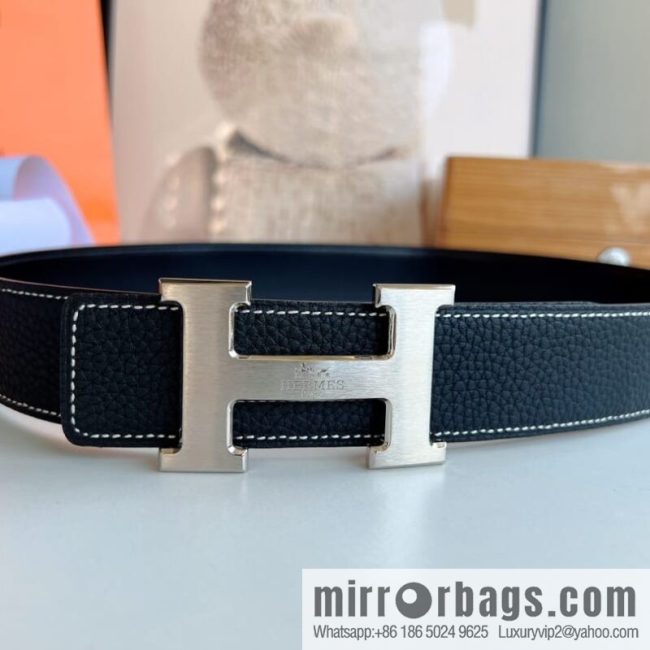 HERMES/Hermès H buckle horse drawn carriage logo men\'s 38mm waist belt - Image 3