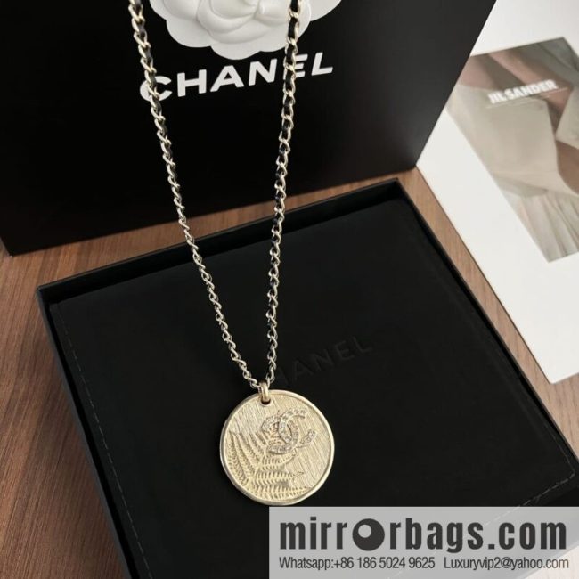 New ☑️ CHANEL Chanel double c gold round wheat ear necklace sweater chain