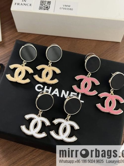New ☑️ CHANEL Chanel c2 double c black round stud earrings