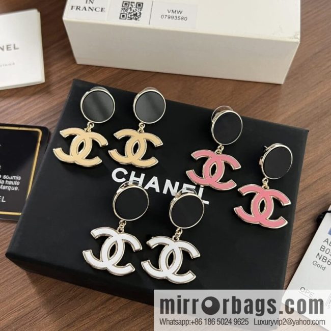 New ☑️ CHANEL Chanel c2 double c black round stud earrings