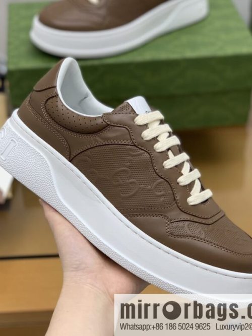 Gucci Gucci uses leather material, GG printed canvas leather men\'s sneakers