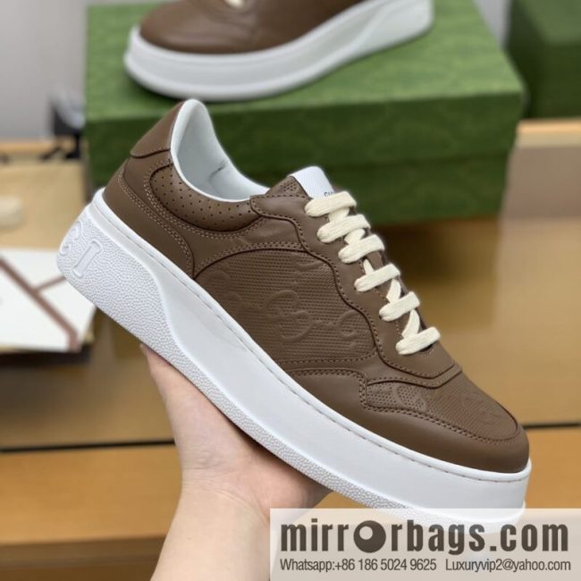 Gucci Gucci uses leather material, GG printed canvas leather men\'s sneakers