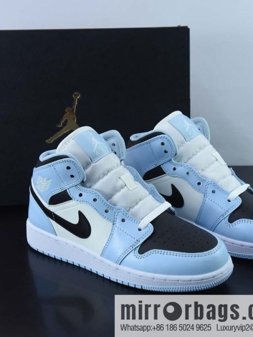 AJ1Mid Middle Gang, white, black and blue, item number 555112-401.