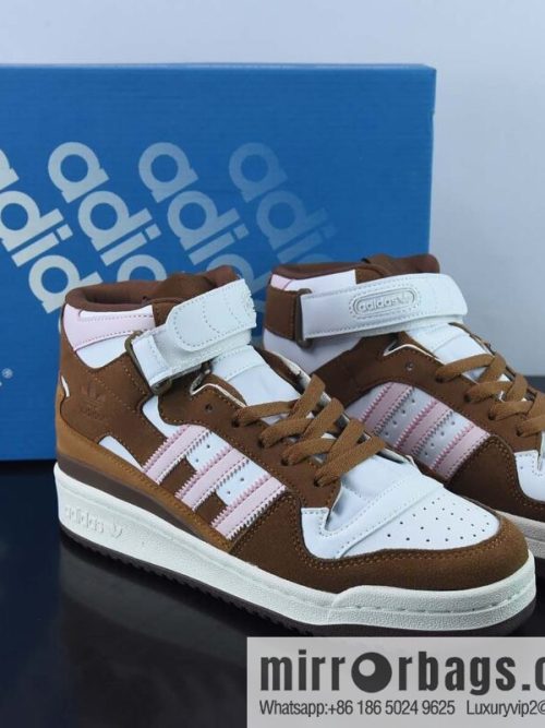 Adidas Clover Originals Forum 84 High Roman series velcro high top Vintage lace-up versatile casual sports shoes \"leather (fabric) white brown powder\" GY6802