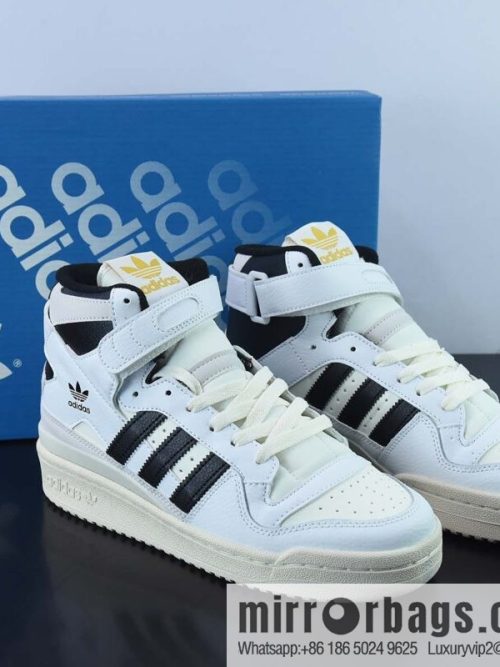 Adidas Clover Originals Forum 84 High Roman series velcro high top Vintage lace-up versatile casual sports shoes \"leather (fabric) beige black\" GY5847