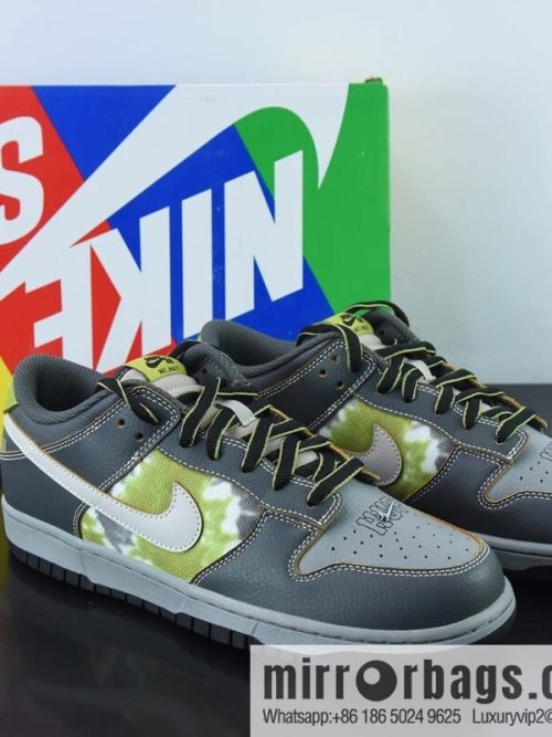 HUF X NK SB Dunk Low New York Scratch Gray Green Low Top Casual Board Shoes FD8775-002
