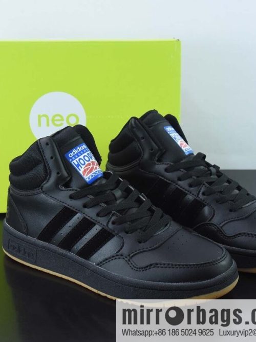 Adidas Neo Hoops 3.0 Mid series help Vintage basketball style casual sports shoes \"leather (fabric) black and blue raw rubber sole\" GY4745