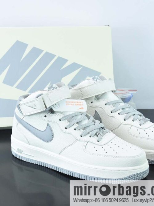 NK Air Force 1 \'07 Mid \"Beige/Grey\" Air Force One Classic Medium Help Versatile Casual Sports Board Shoes \"leather (fabric) beige soot\" PA0920-608