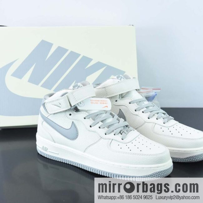 NK Air Force 1 \'07 Mid \"Beige/Grey\" Air Force One Classic Medium Help Versatile Casual Sports Board Shoes \"leather (fabric) beige soot\" PA0920-608