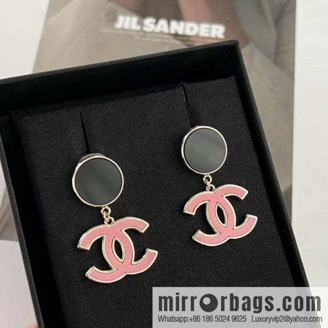 New ☑️ CHANEL Chanel c2 double c black round stud earrings - Image 2