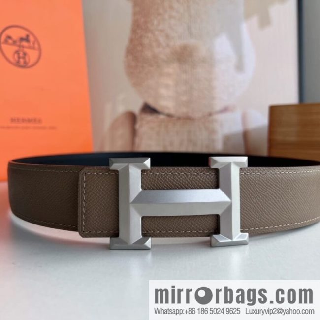 HERMES Hermès with thin H rhombus metal buckle men\'s 3.8cm waist belt - Image 5