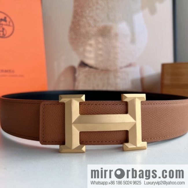 HERMES Hermès with thin H rhombus metal buckle men\'s 3.8cm waist belt - Image 6
