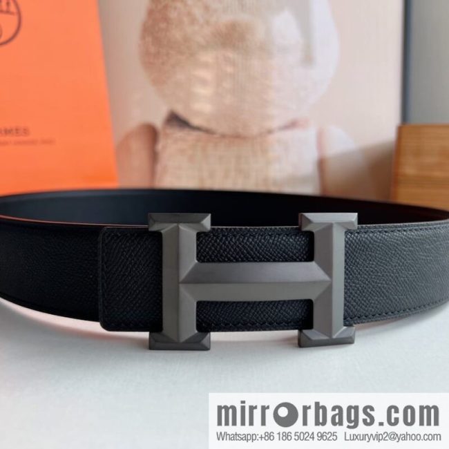 HERMES Hermès with thin H rhombus metal buckle men\'s 3.8cm waist belt - Image 3